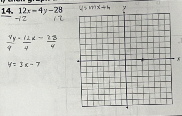 1∠ 1. 12x=4y-28
x