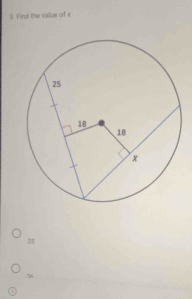 Find the value of x
25
36