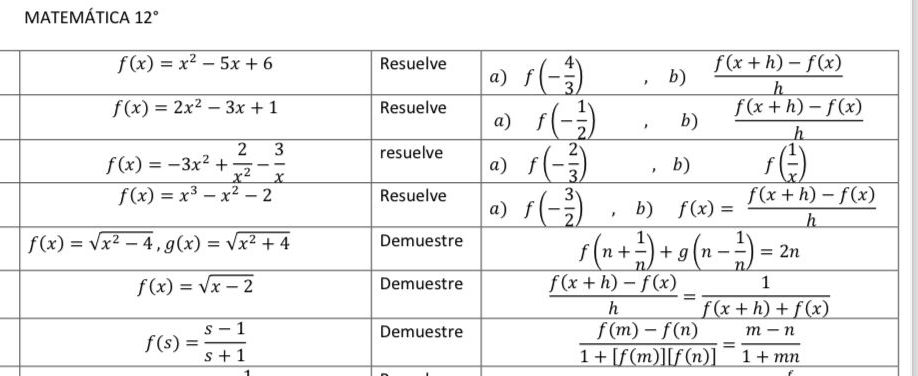 MATEMÁTICA 12°