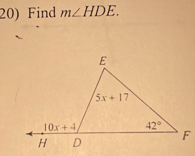 Find m∠ HDE.