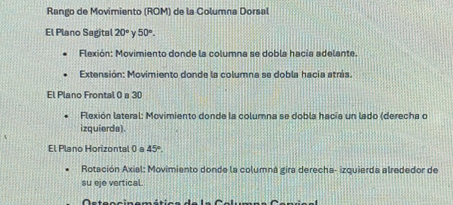 Resuelto:Rango de Movimiento (ROM) de la Columna Dorsal El Plano ...