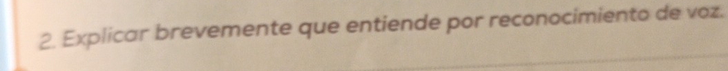 Explicar brevemente que entiende por reconocimiento de voz.