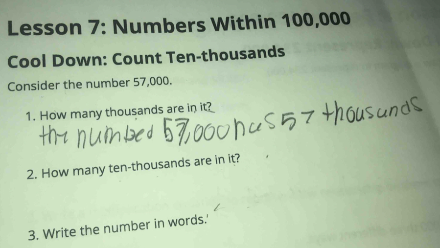 Solved: Lesson 7: Numbers Within 100,000 Cool Down: Count Ten-thousands ...
