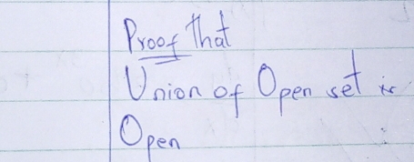 Proot That 
Union of Open set is 
Open