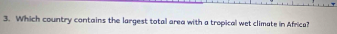 Which country contains the largest total area with a tropical wet climate in Africa?