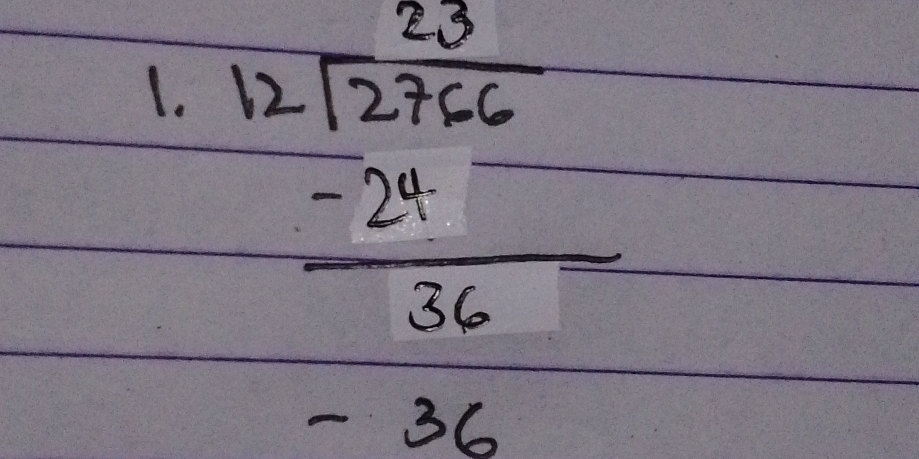 frac 12encloselongdiv 27.6 -24 hline -26 hline -36endarray endarray 