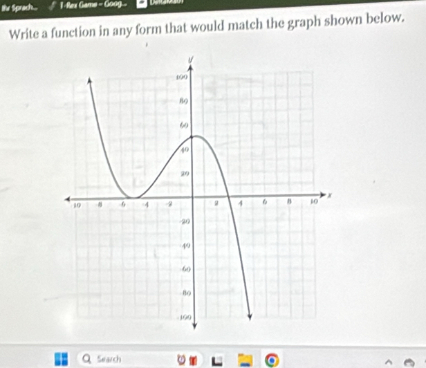 Ihr Sprach... 1- Rex Game - 6o0g... 
Write a function in any form that would match the graph shown below. 
Q Search