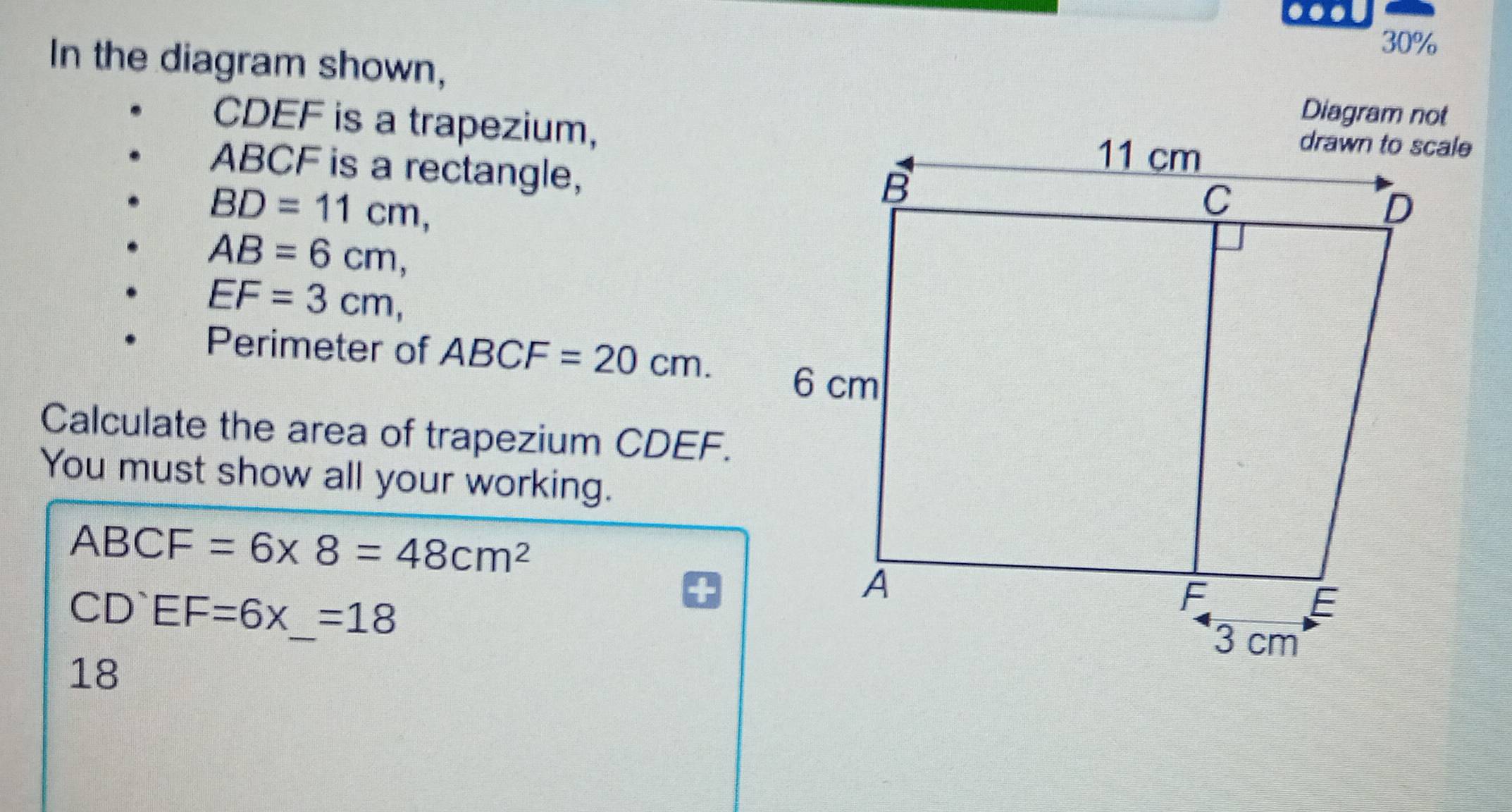 Solved: ... 30% In the diagram shown, CDEF is a trapezium, Diagram not ...