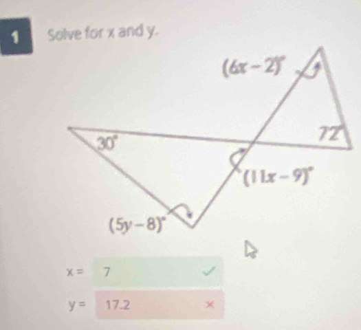 1
x= 7
y= 17.2