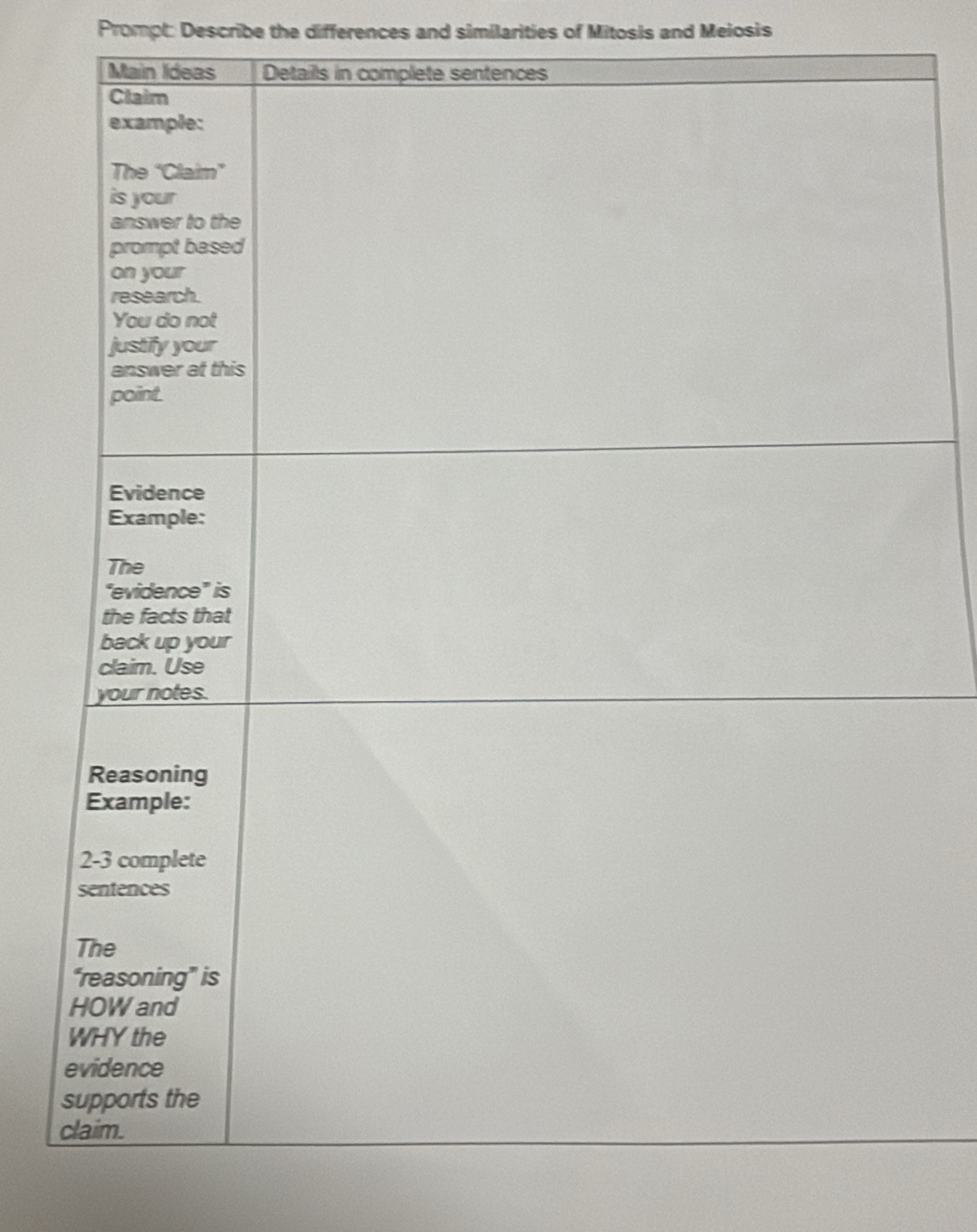 Prompt: Describe the differences and similarities of Mitosis and Meiosis