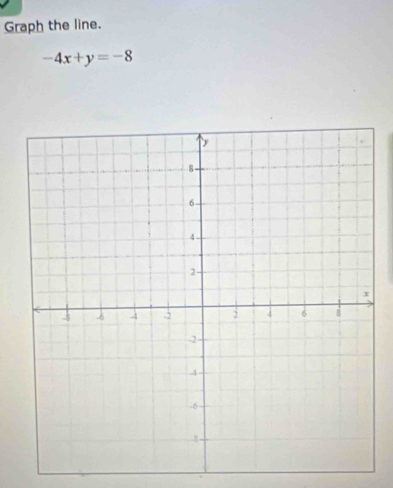 Graph the line.
-4x+y=-8