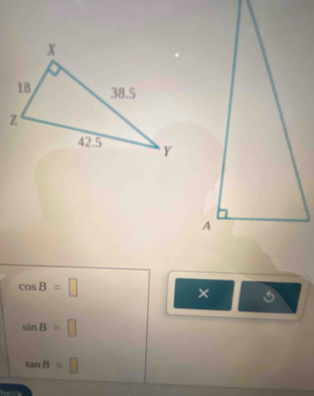 cos B=□
×
sin B=□
tan B=□