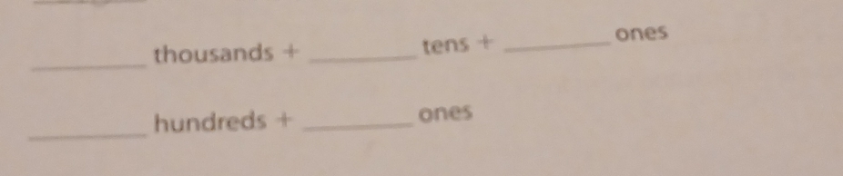 thousands + _tens +_ 
ones 
_ 
_ 
hundreds + _ones