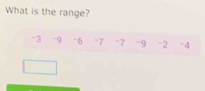 What is the range?
-3 -9 -6 -7 -7 -9 -2 -4