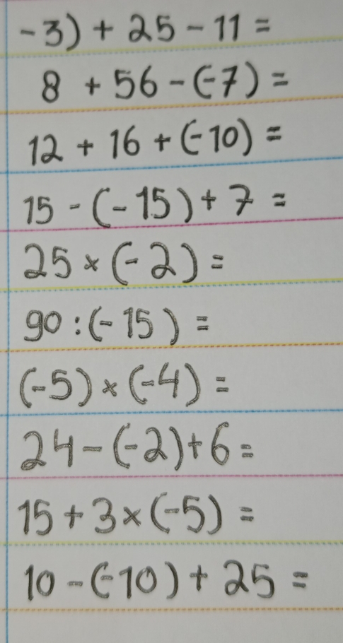 -3)+25-11=