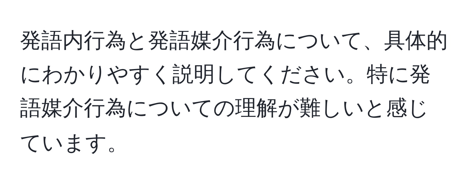 発語内行為と発語媒介行為について、具体的にわかりやすく説明してください。特に発語媒介行為についての理解が難しいと感じています。