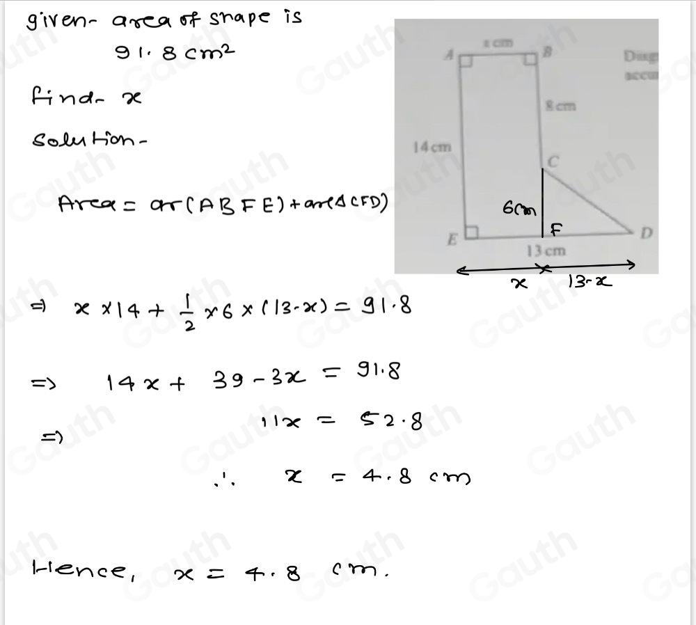 تم الحل:Diagram NOT accurately drawn The diagram shows the shape ABCDE ...