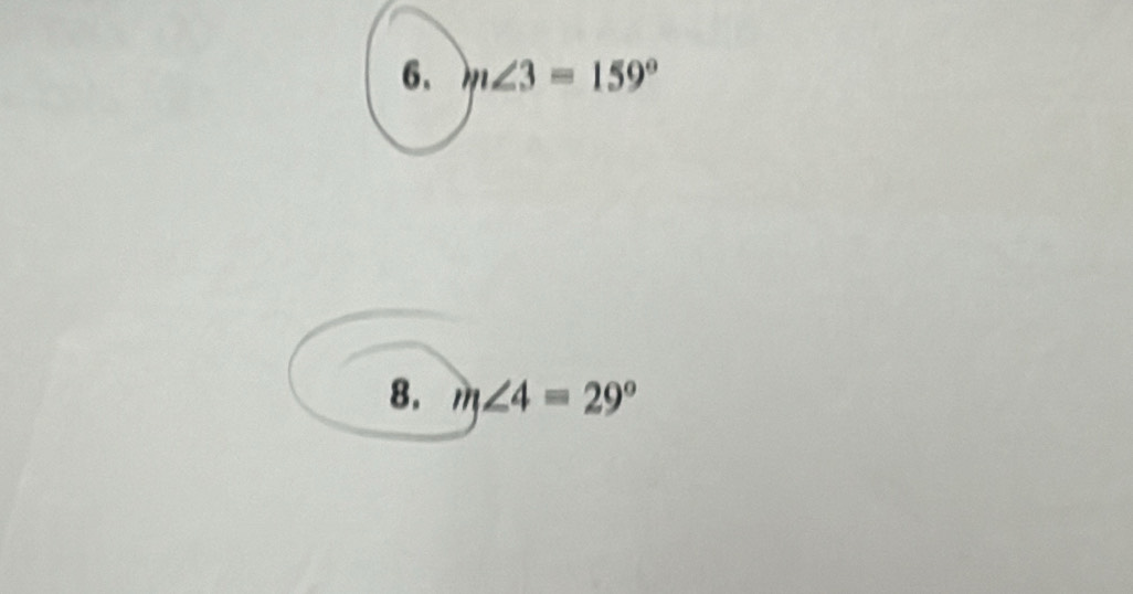 m∠ 3=159°
8. m∠ 4=29°