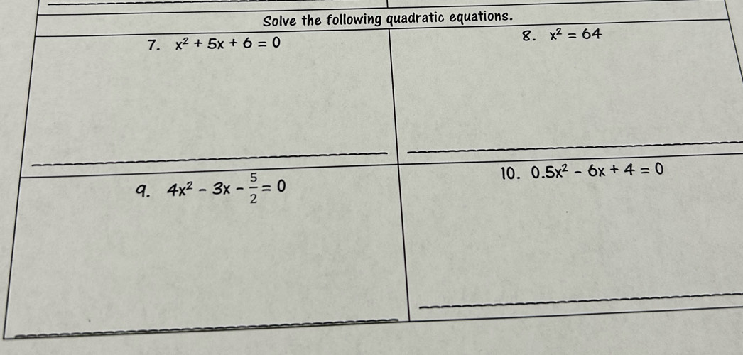 ratic equations.