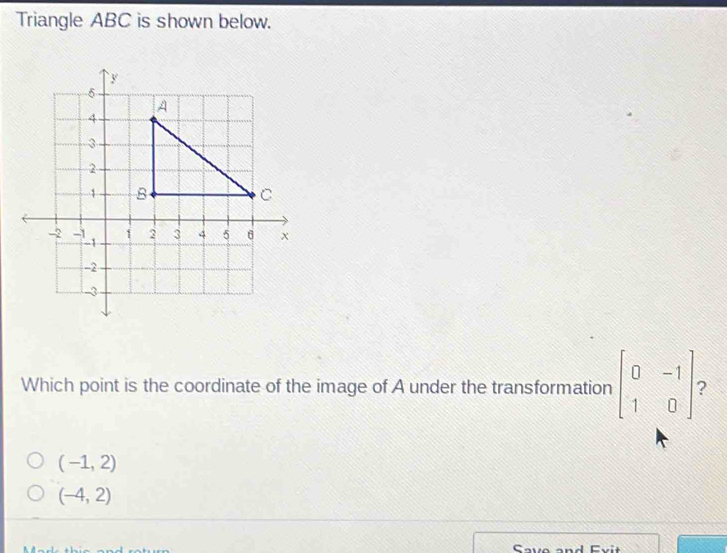 Solved: Triangle ABC is shown below. Which point is the coordinate of ...