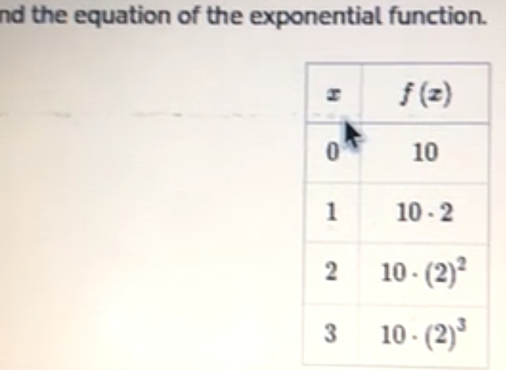 nd the equation of the exponential function.