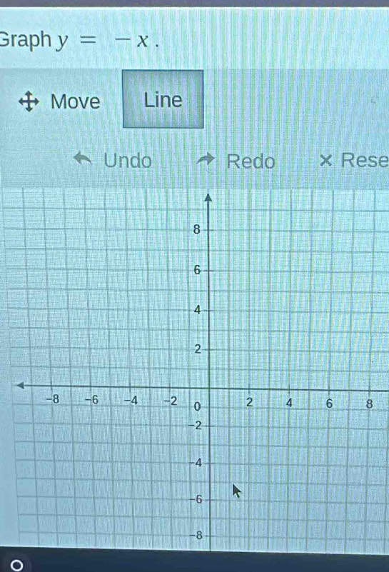 Graph y=-x. 
Move Line 
Undo Redo Rese
8