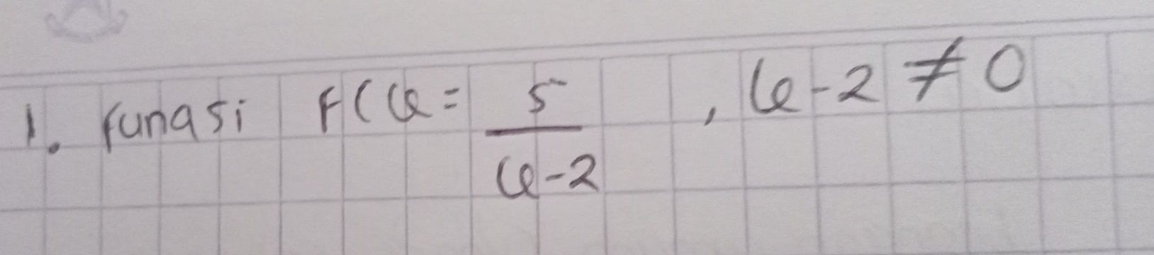 funa si
F(6= 5/6-2 , 6-2!= 0