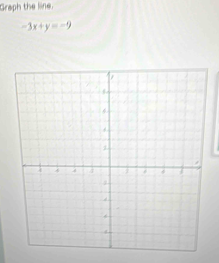 Graph the line.
-3x+y=-9