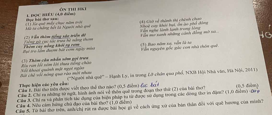 Image hình ảnh con người hình ảnh con người hình ảnh con người hình ảnh con người Chử Thị Hạnh - Giải quyết:Ôn thi hKi 1. ĐQC HIÉU (4,0 điểm) Đọc bài thơ sau: (1 ...