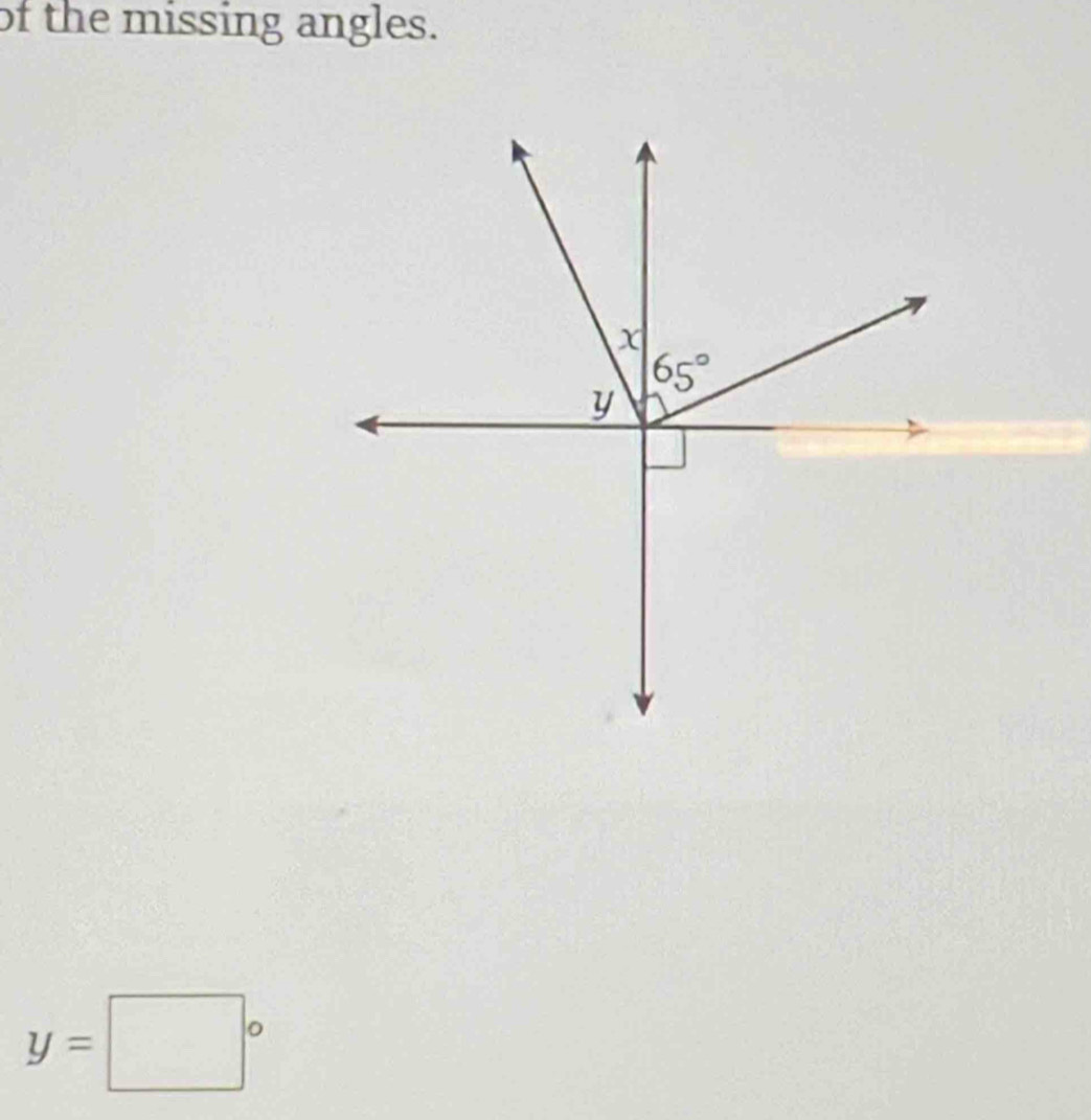 of the missing angles.
y=□°