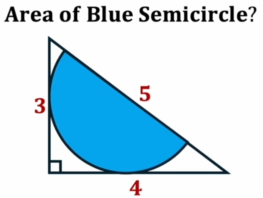 Area of Blue Semicircle?