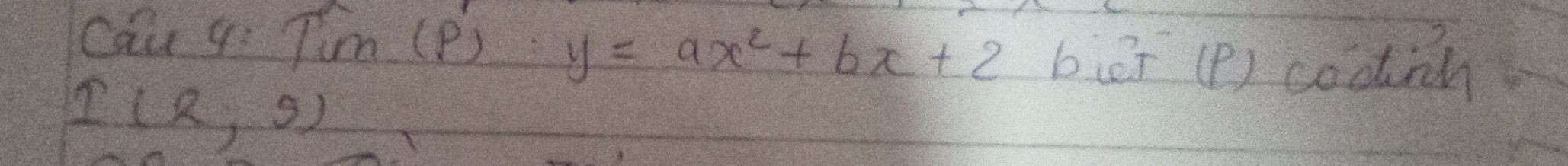 cau q: Tim (P) y=ax^2+bx+2 biēī (p) codih
I(2,5)