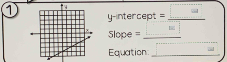 y-intercept =_ 
_ 
_ 
Slope =_ 
Equation:_ 
g y