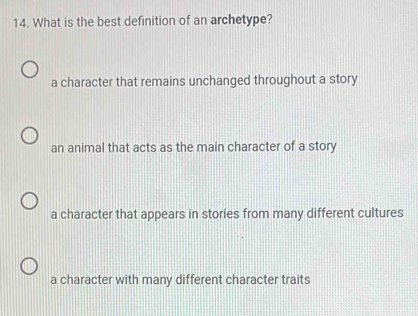 Solved: What is the best definition of an archetype? a character that ...