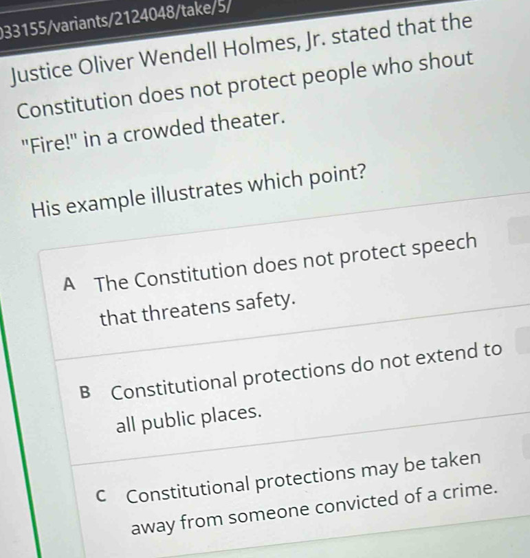 Solved: 933155/variants/2124048/take/5/ Justice Oliver Wendell Holmes ...