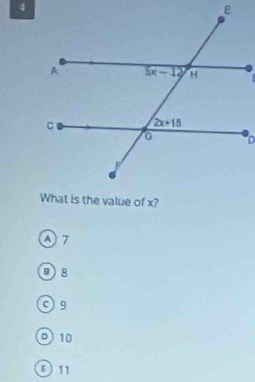 A) 7
B)8
09
D10
D) 11