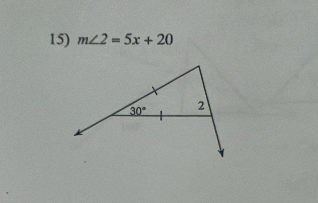 m∠ 2=5x+20