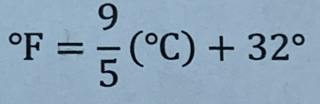 ^circ F= 9/5 (^circ C)+32°