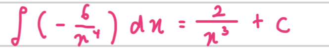 ∈t (- 6/x^4 )dx= 2/x^3 +c