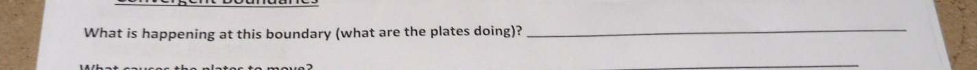 What is happening at this boundary (what are the plates doing)?_ 
_