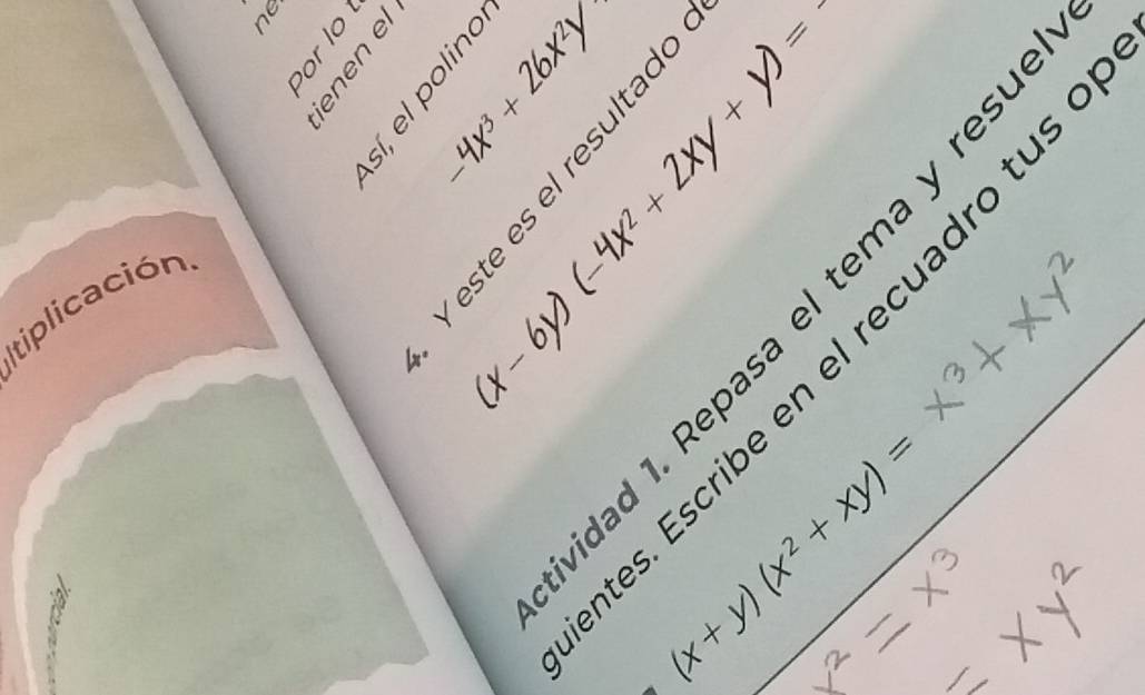 à ǒ - 6/7) + 6/2 (5)
 1/9 
B = 
ह व स 
tiplicación

(x+y)(x^2+xy)=