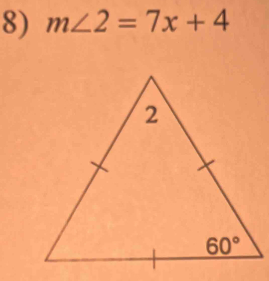 m∠ 2=7x+4