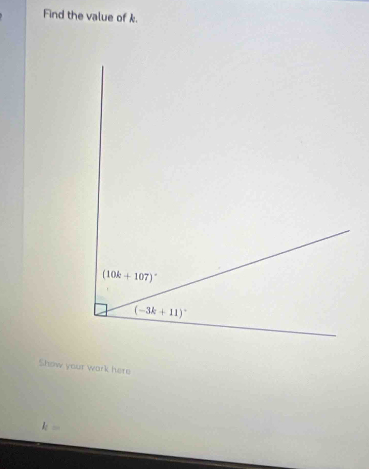 Find the value of k.
Show your work here
k=