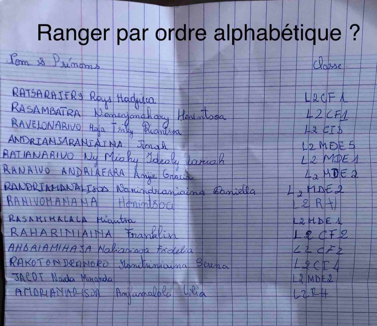 Ranger par ordre alphabétique ?