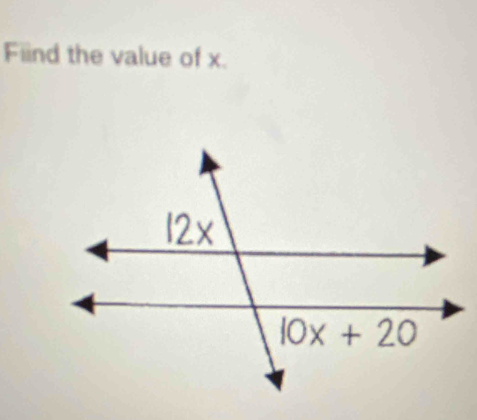 Fiind the value of x.