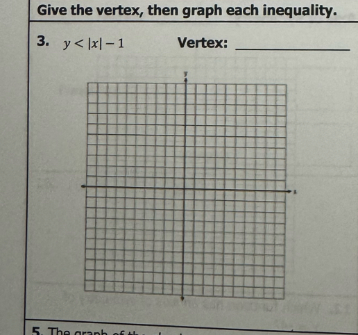 Give the vertex, then graph each inequality. 
3. y Vertex:_ 
5 7