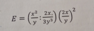 E=( x^2/y : 2x/3y^3 )( 2x/y )^2