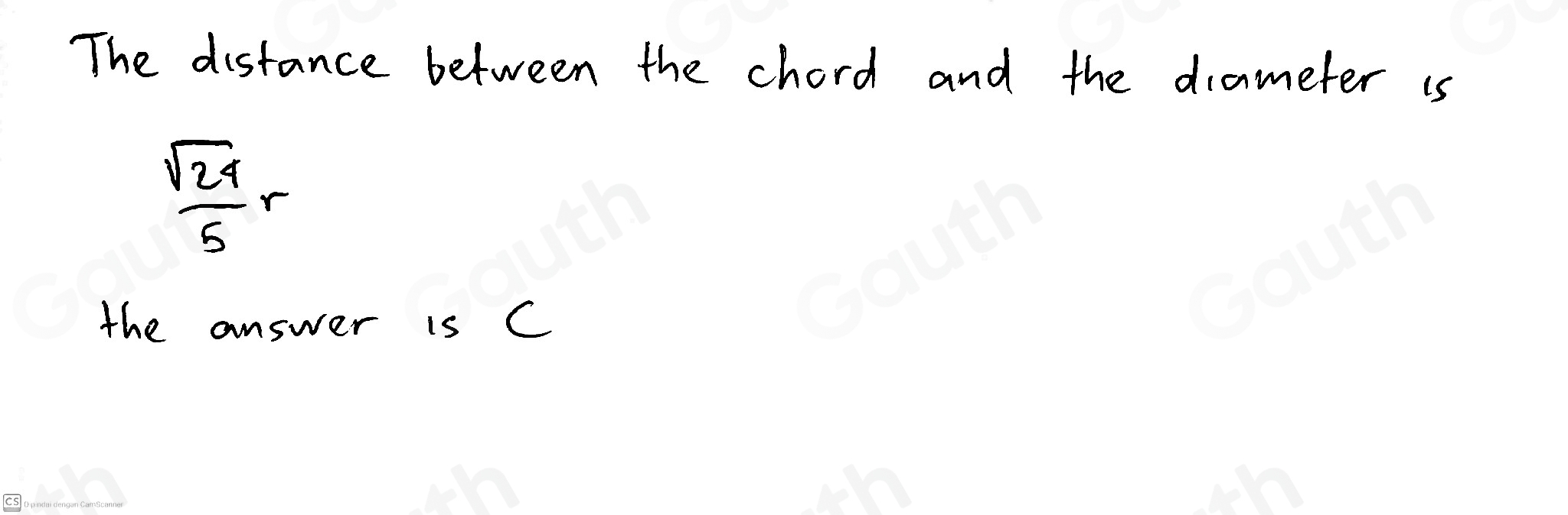 Solved: If chord EF is 1/5 of diameter CD, what is the distance between ...