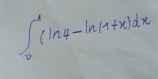 ∈t _0^1(ln 4-ln (1+x)dx