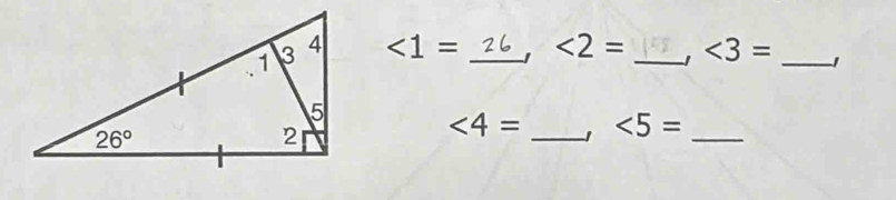 ∠ 1= <2=
__ ∠ 3= _1
<4= _ ∠ 5=
_